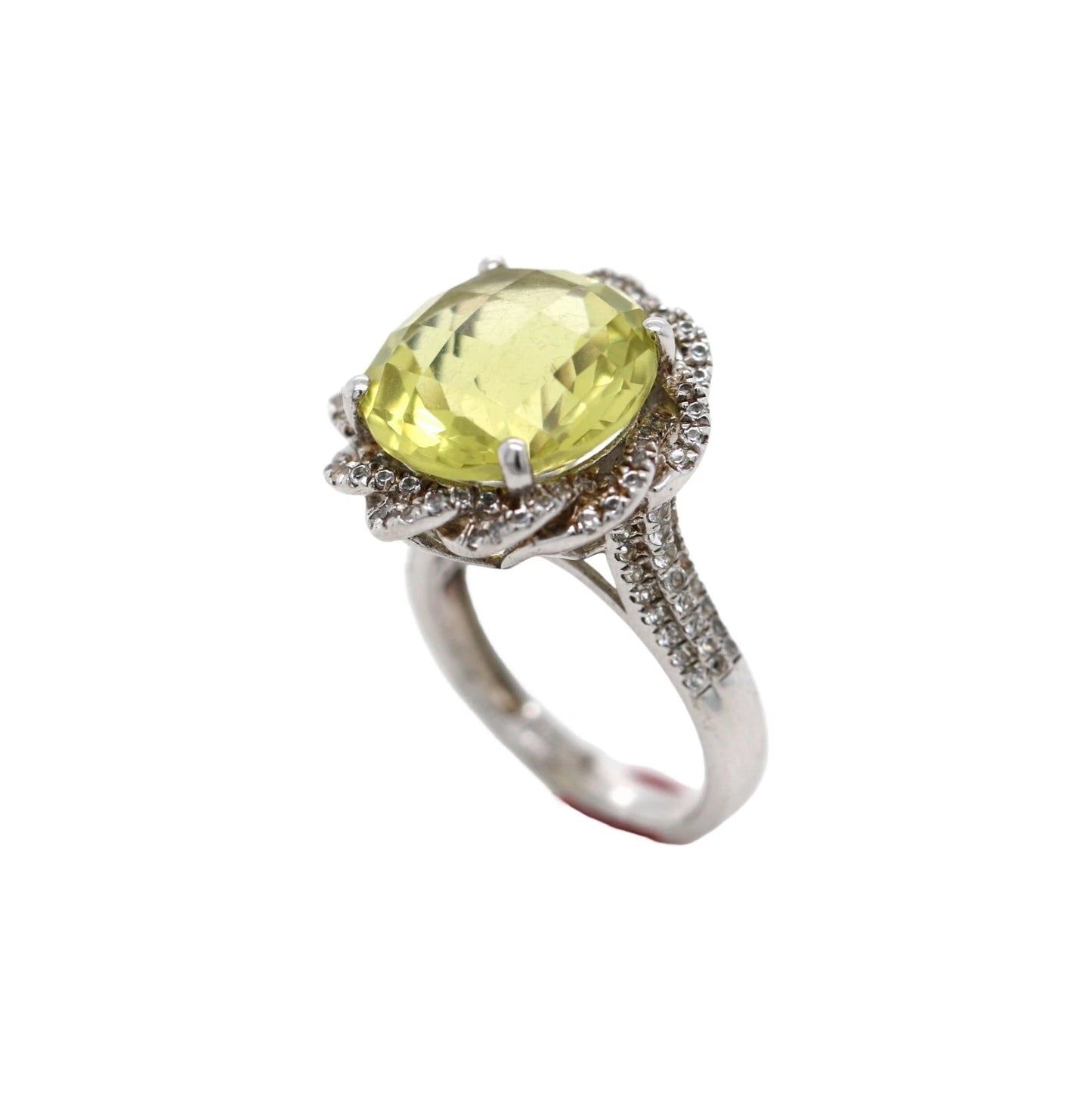 lemon Quartz - White Topaz Ring