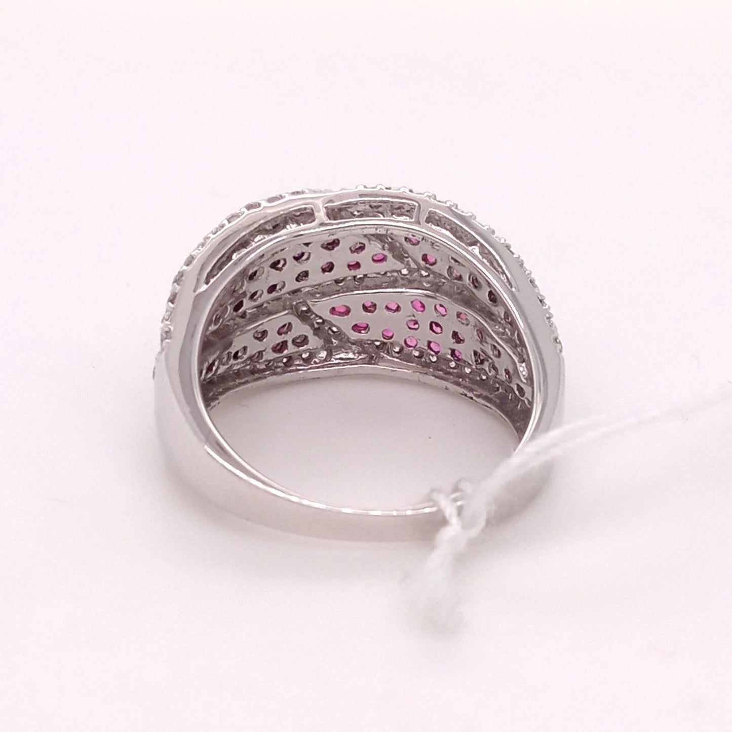 925 Synthetic Ruby-White Topaz Ring -1DOT96 cts