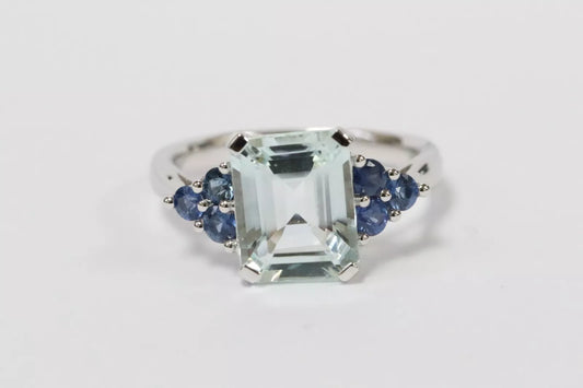 925 AQUAMARINE / SAPPHIRE RING
