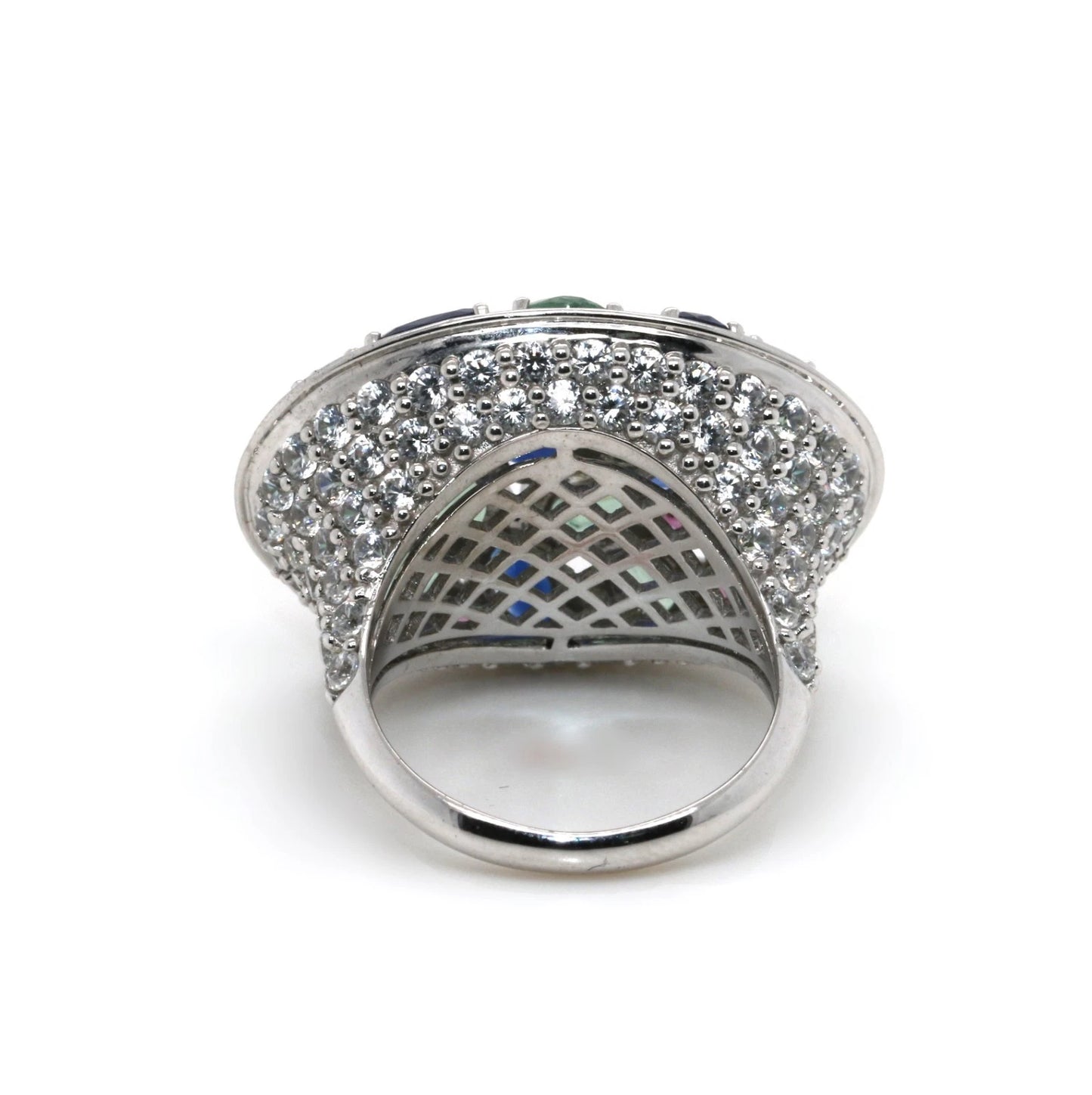 925 Kyanite-White Zircon-Rhodolite Ring