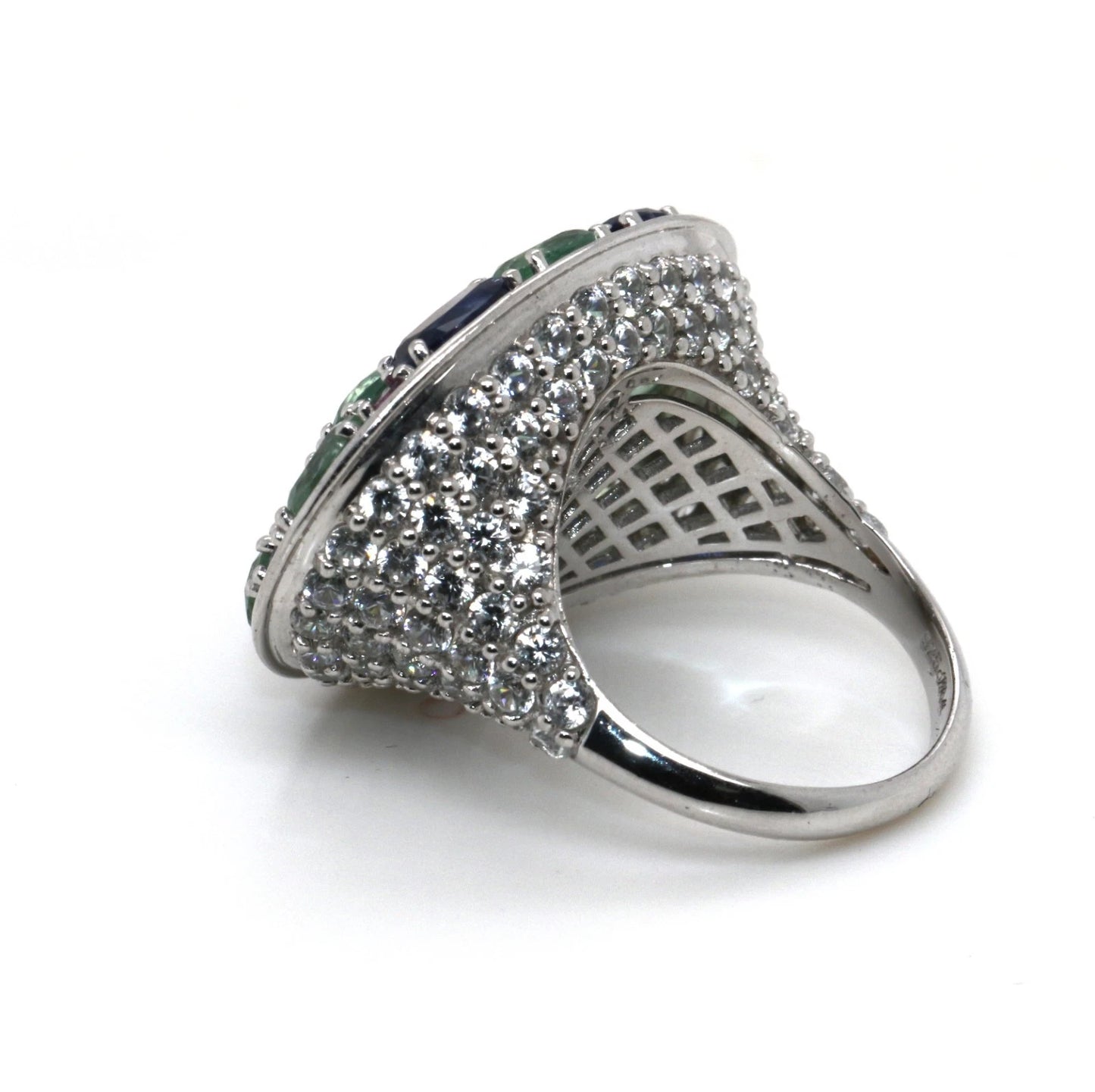 925 Kyanite-White Zircon-Rhodolite Ring