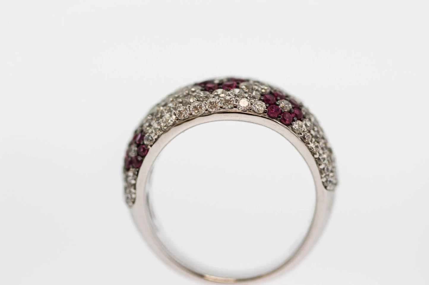 DOT925 Sterling Silver - Created Ruby - White Topaz Ring DOT
