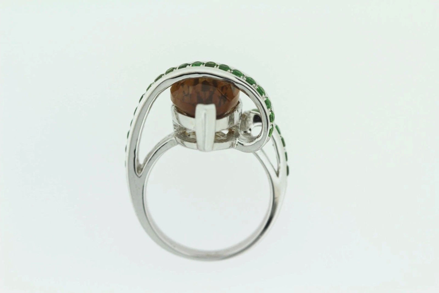 925 SS Cognac Quartz - Chrome Diopside Ring - 8DOT02 cts