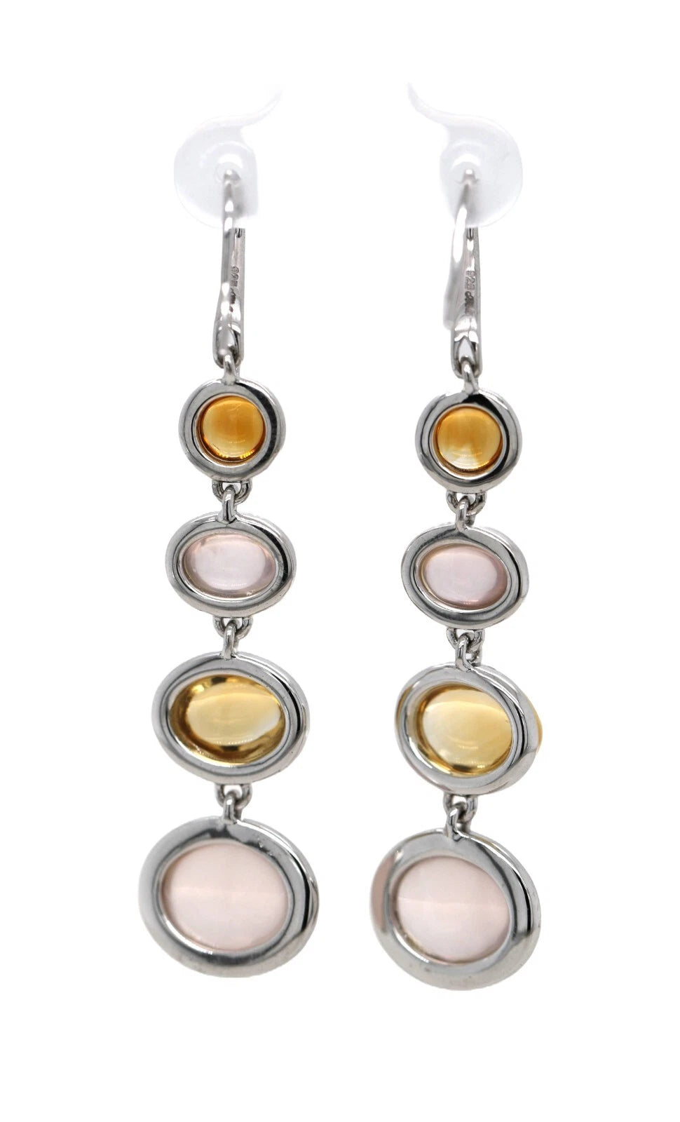 925 Lemon Quartz - Rose Quartz - Citrine Earrings - 22DOT50 cts