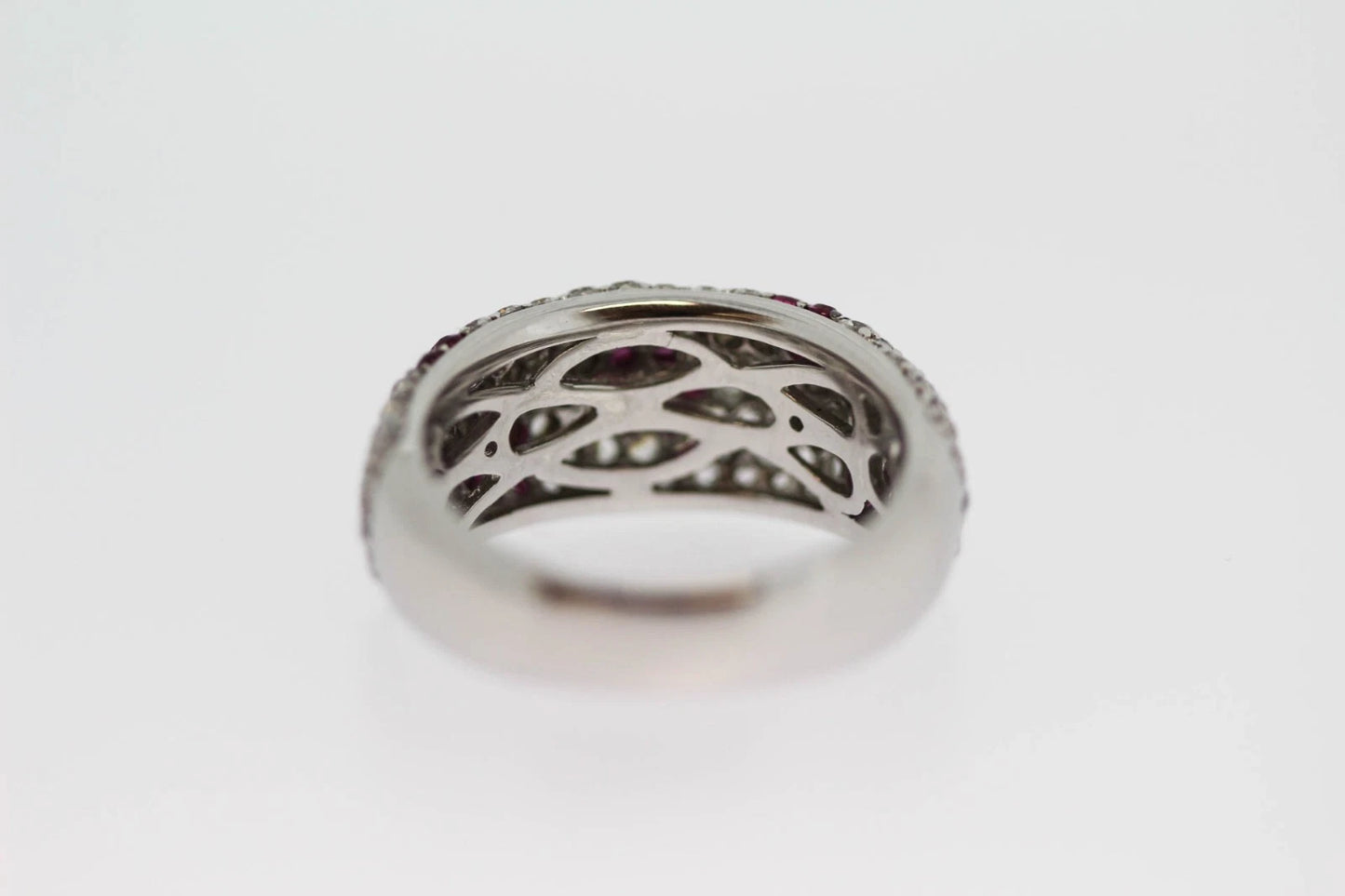 DOT925 Sterling Silver - Created Ruby - White Topaz Ring DOT