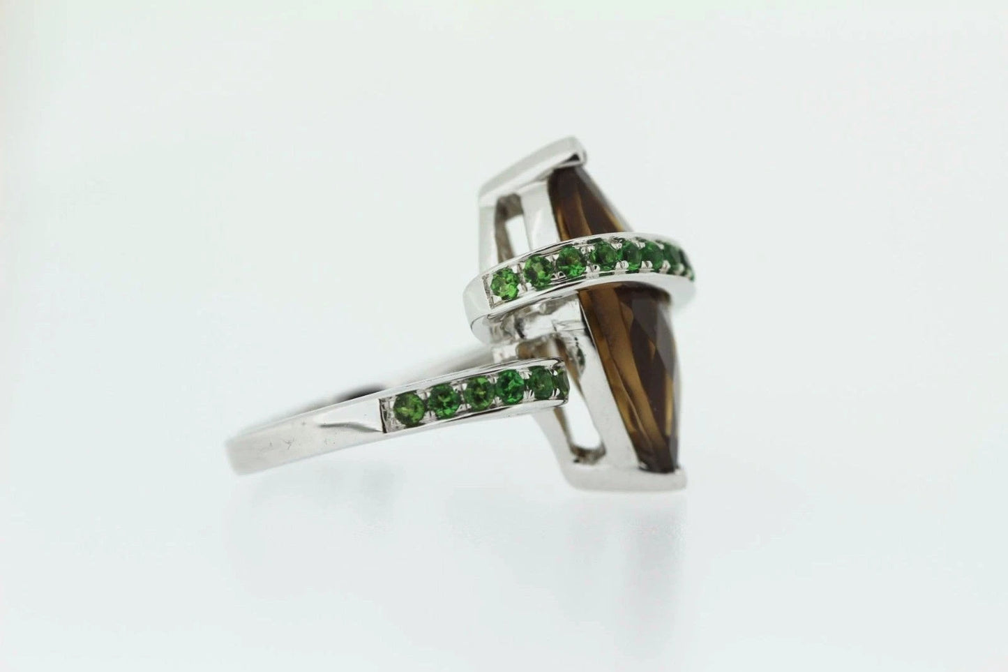 925 SS Cognac Quartz - Chrome Diopside Ring - 8DOT02 cts
