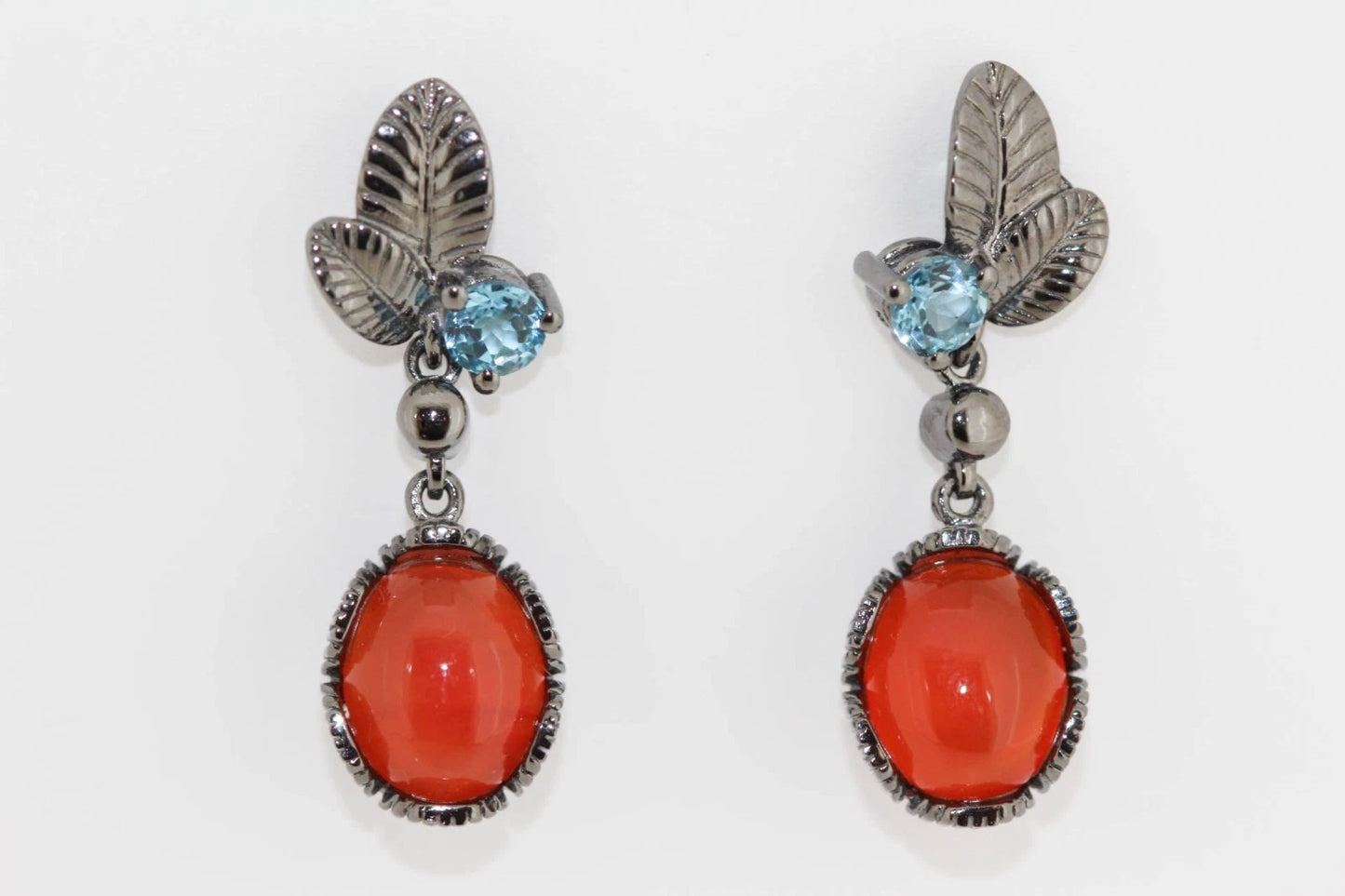 925 Orange Chalcedony - Blue Topaz - White Topaz Set - 16DOT67 cts