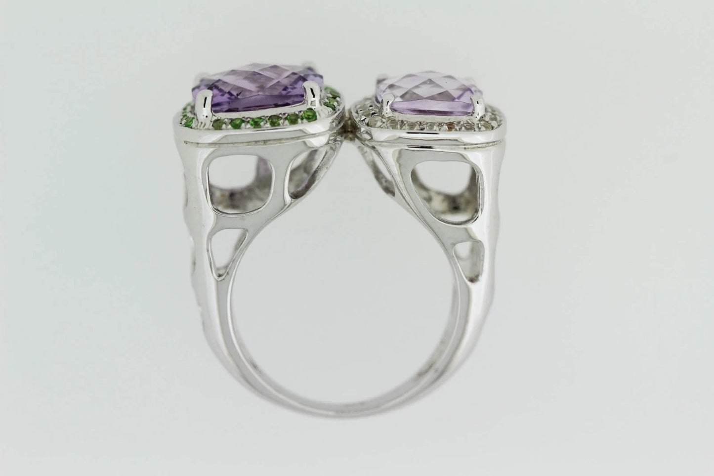 DOT925 Sterling Silver - Amethyst - Chrome Diopside - White Topaz Ring DOT