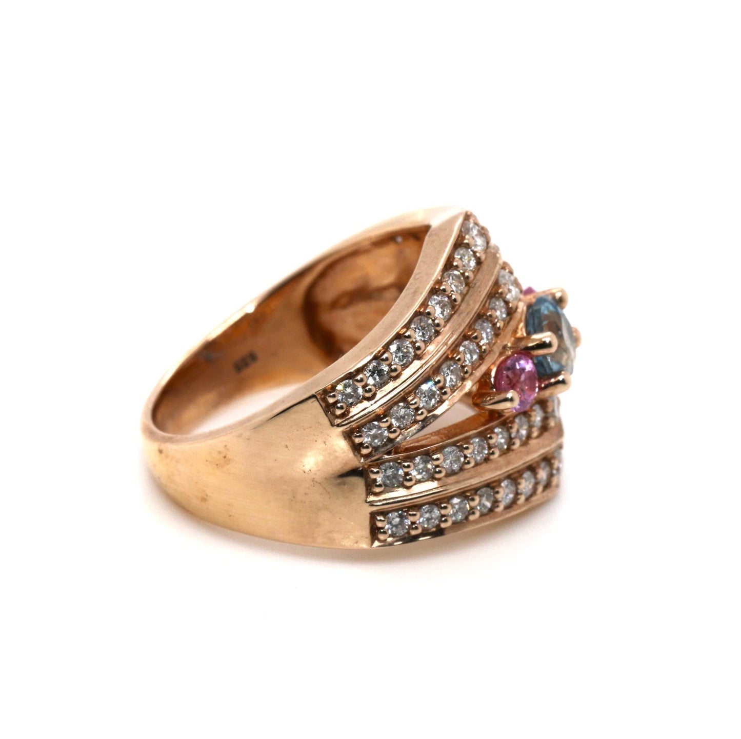 Santa Maria Aquamarine - Pink Sapphire - Diamond Ring