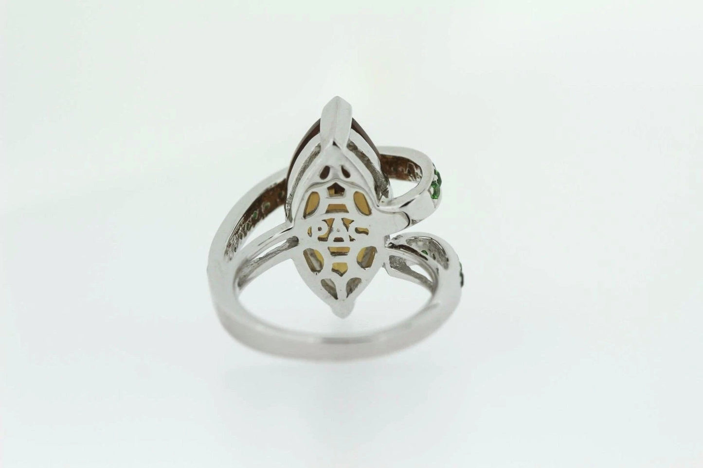 925 SS Cognac Quartz - Chrome Diopside Ring - 8DOT02 cts