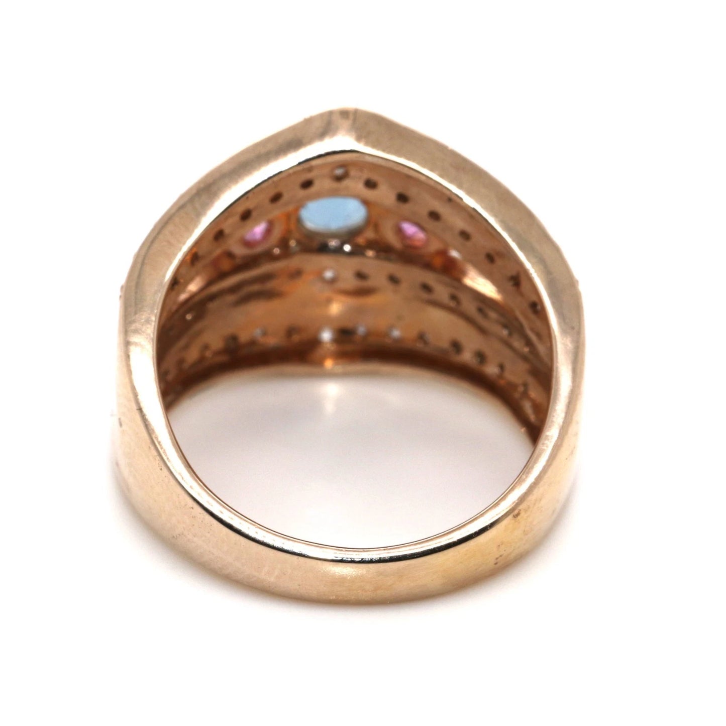 Santa Maria Aquamarine - Pink Sapphire - Diamond Ring