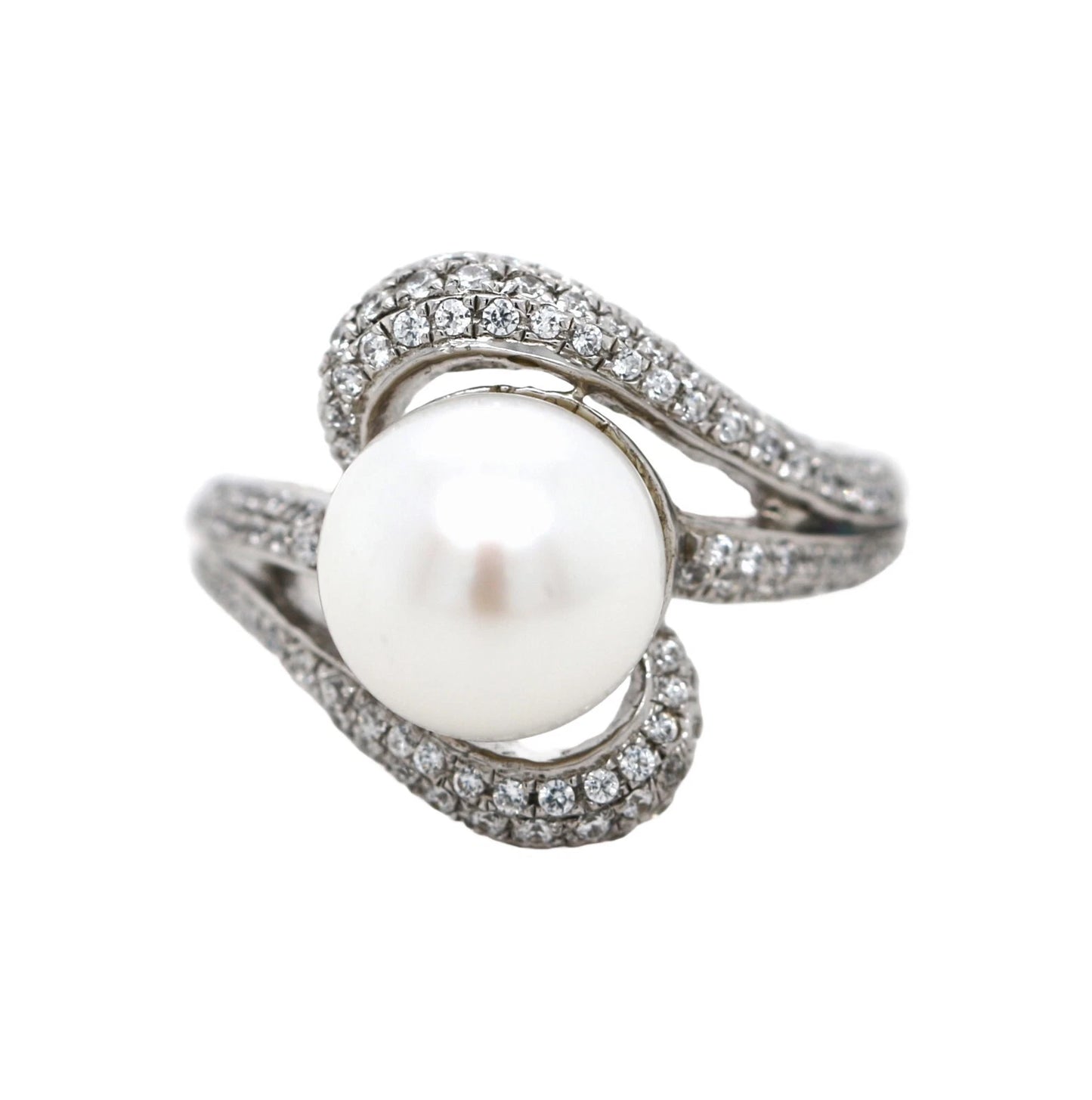 925 SS Pearl - White Topaz Ring - 7DOT26 cts
