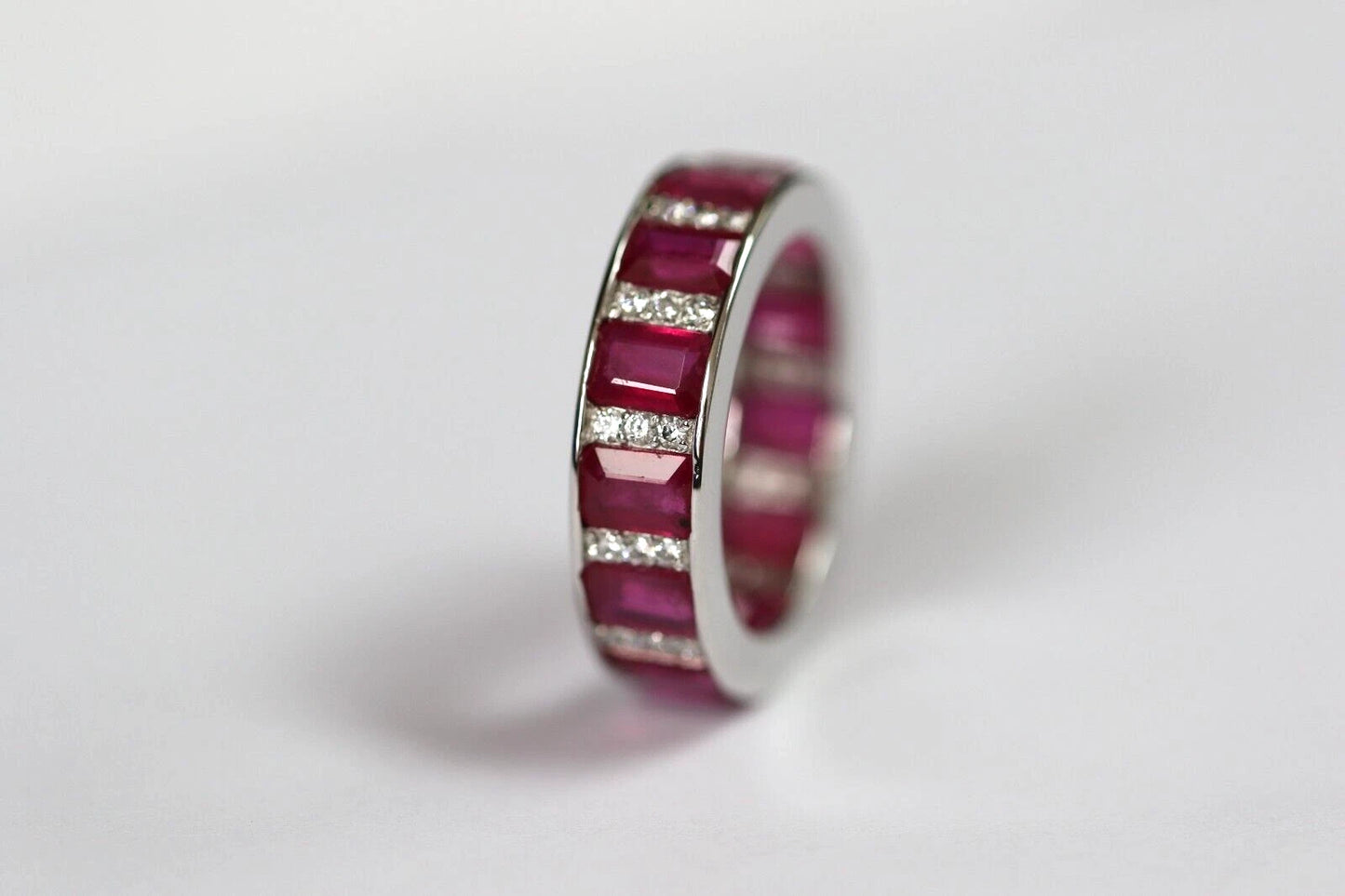 Ruby- White Topaz Silver Ring