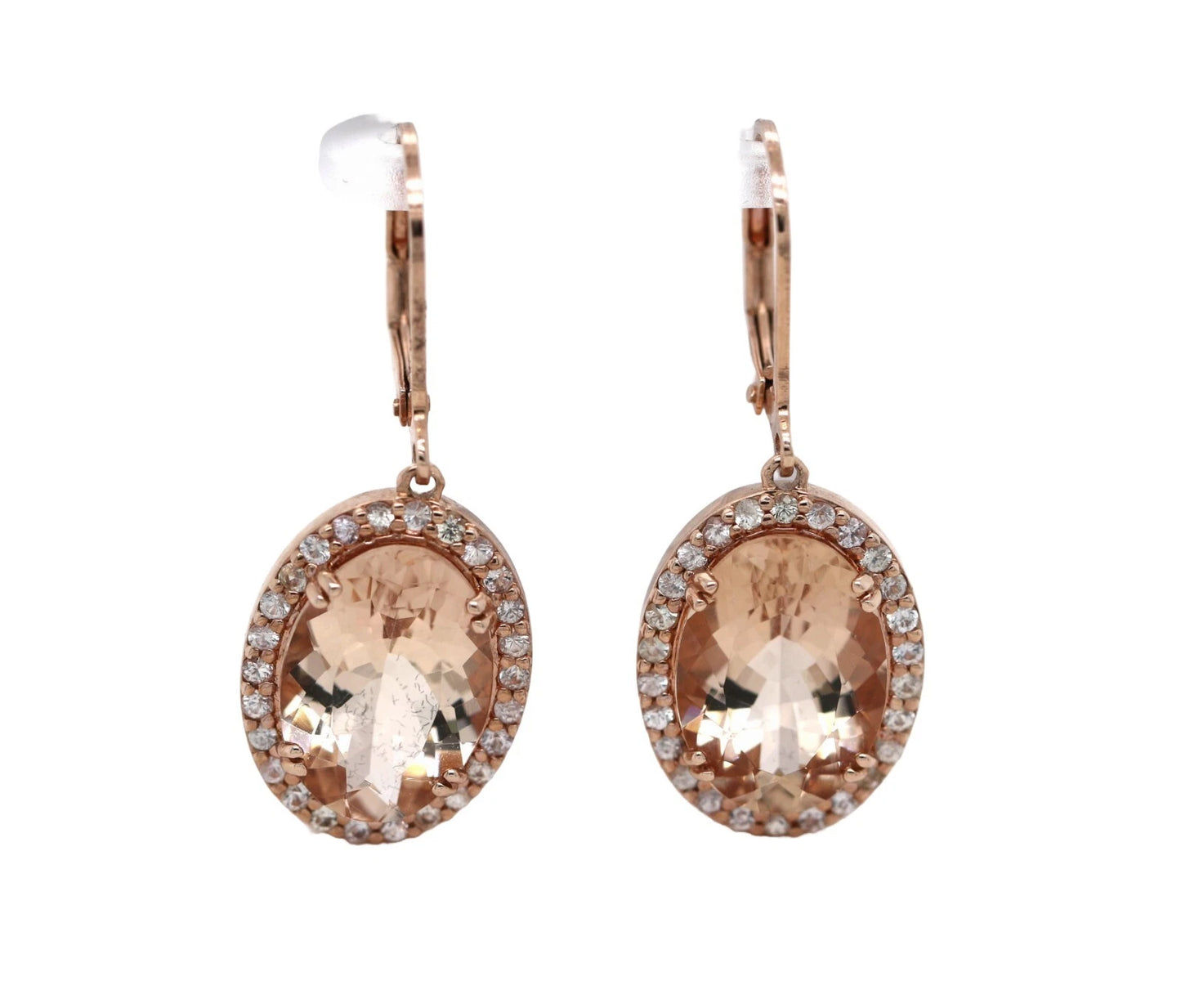Rose Gold Plated Morganite Lever Back Drop Earring