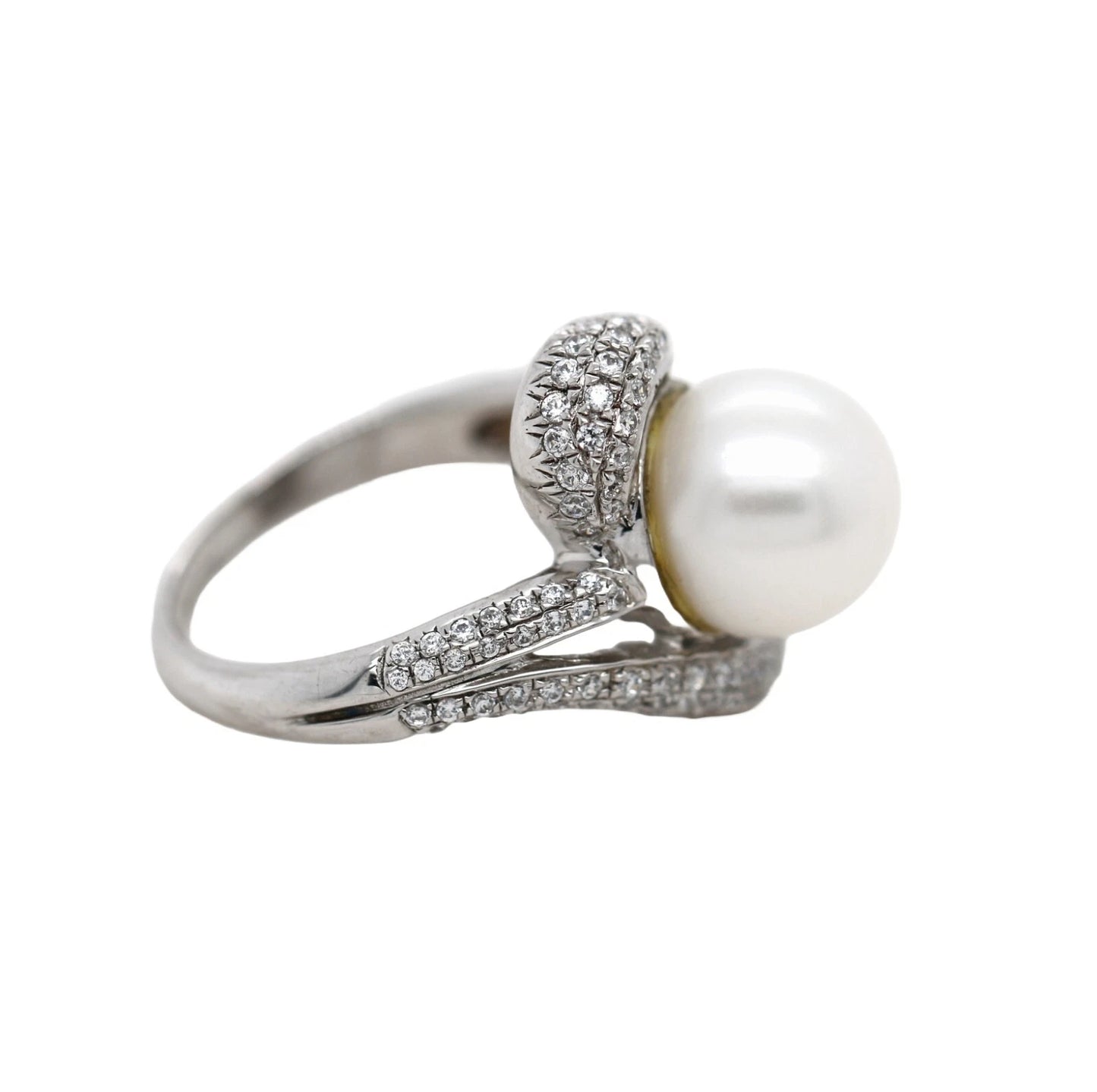 925 SS Pearl - White Topaz Ring - 7DOT26 cts