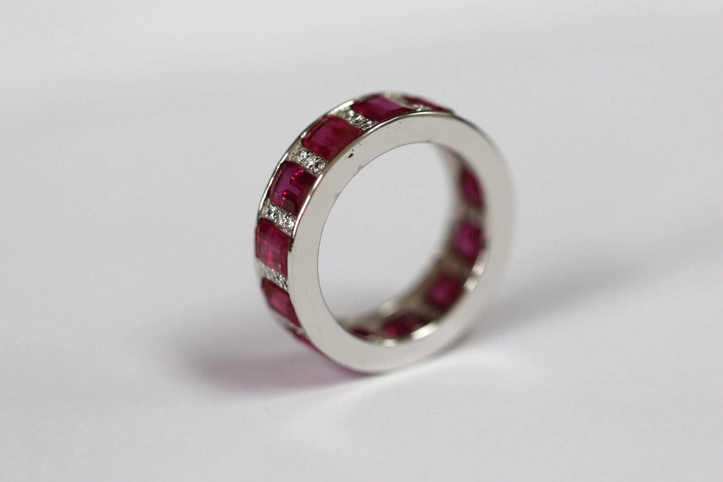 Ruby- White Topaz Silver Ring