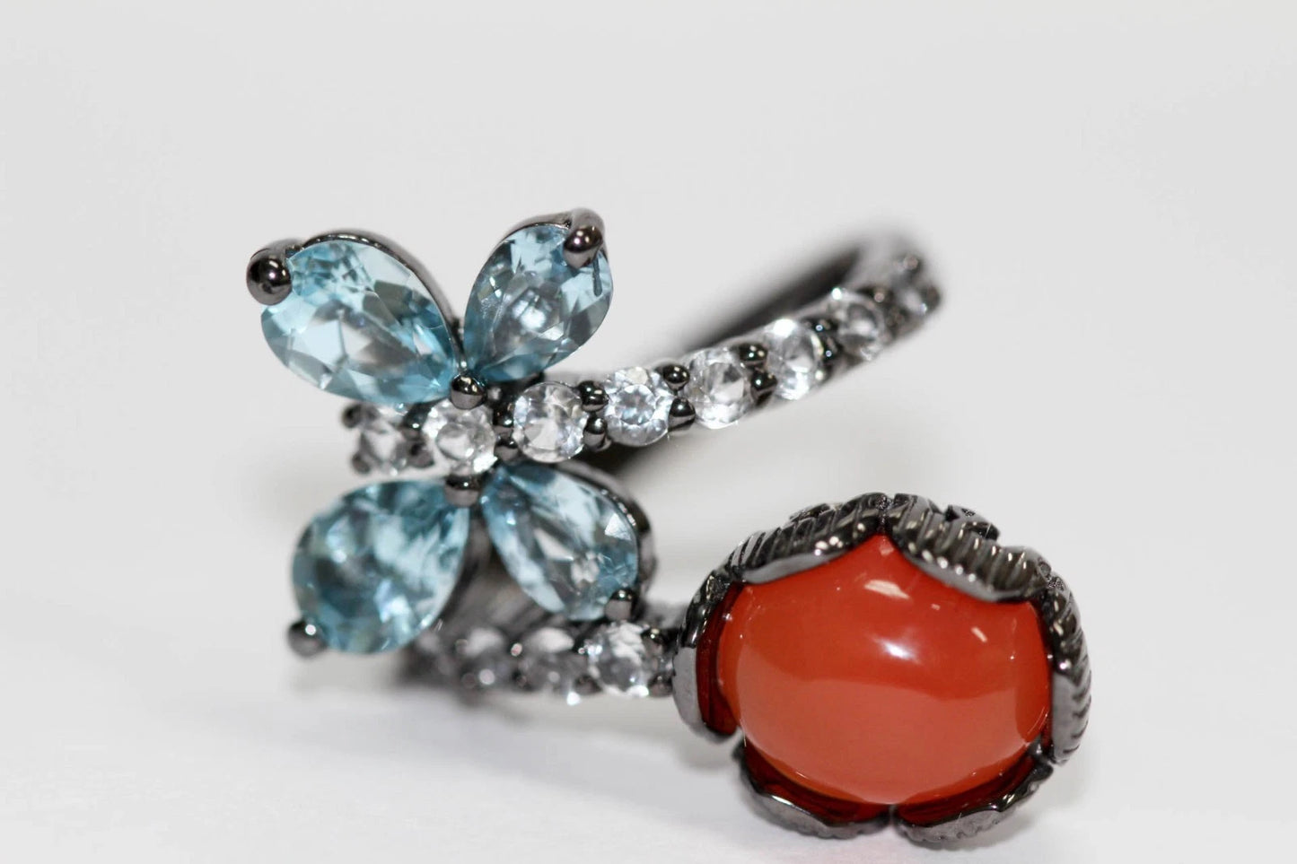 925 Orange Chalcedony - Blue Topaz - White Topaz Set - 16DOT67 cts