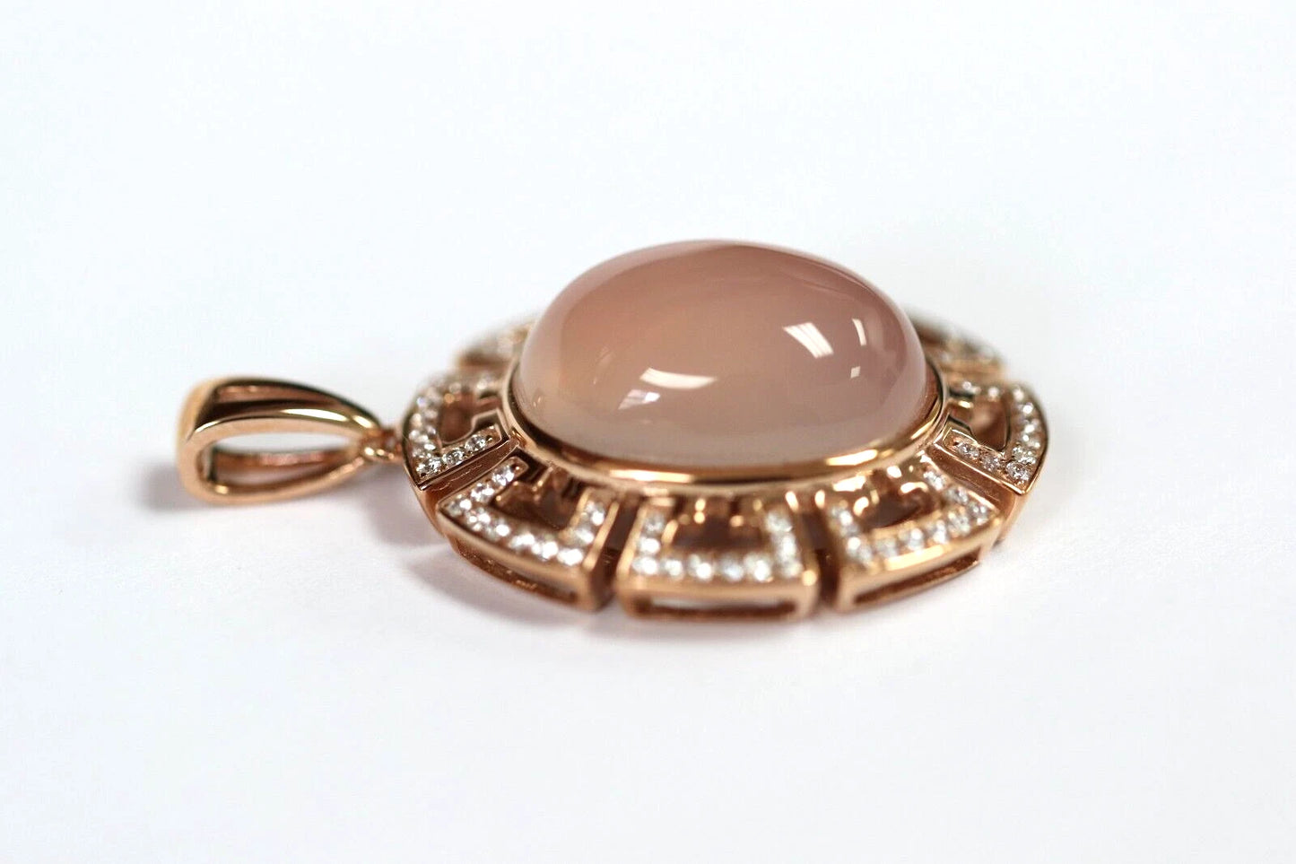 Pink Chalcedony - White Topaz Pendant