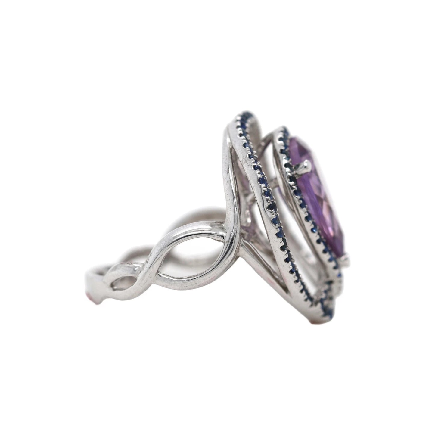 Amethyst- Sapphire - 925 Silver Ring