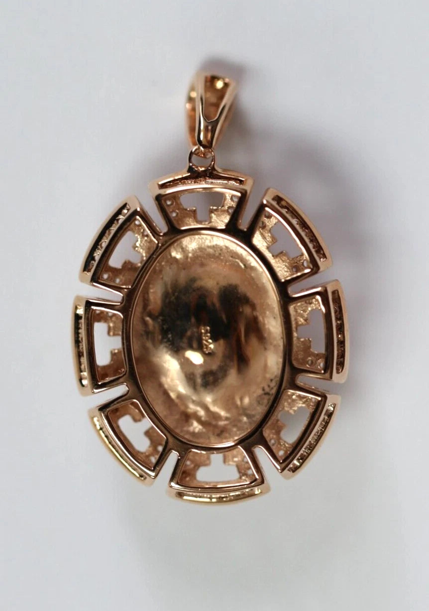 Pink Chalcedony - White Topaz Pendant