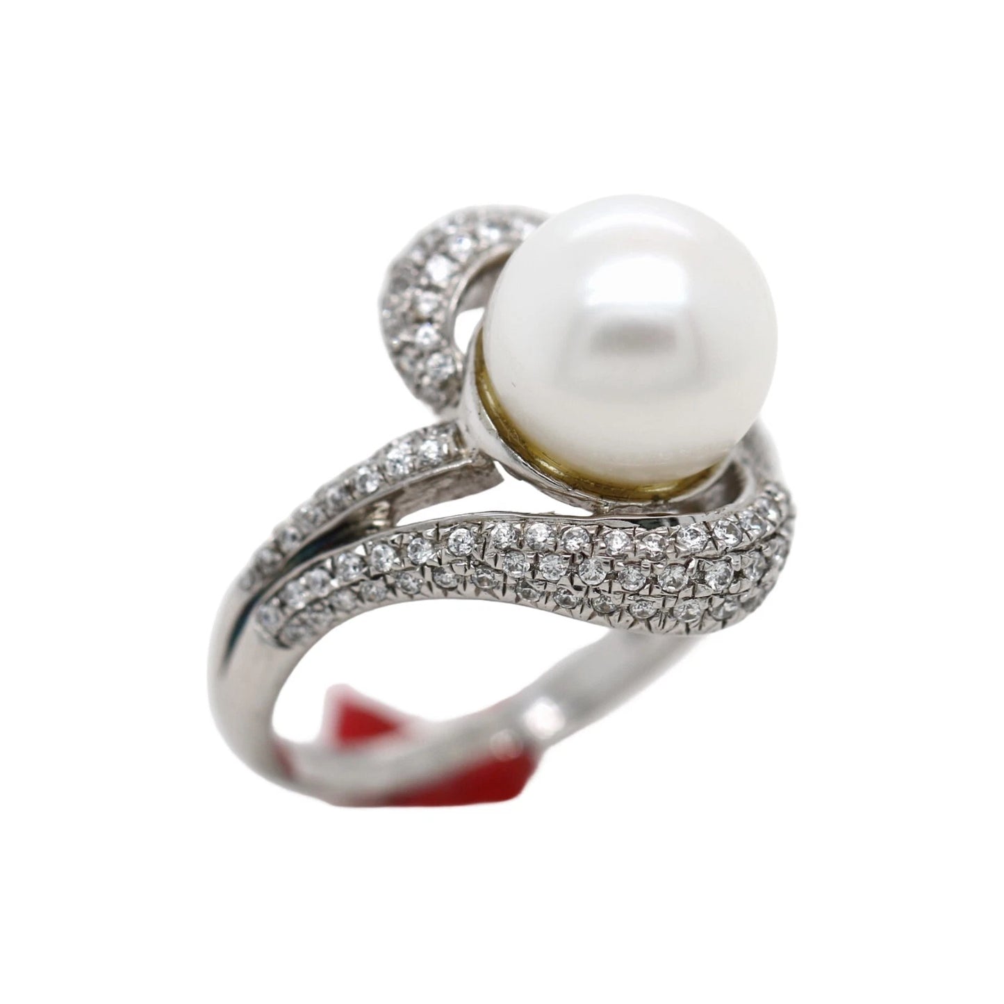 925 SS Pearl - White Topaz Ring - 7DOT26 cts