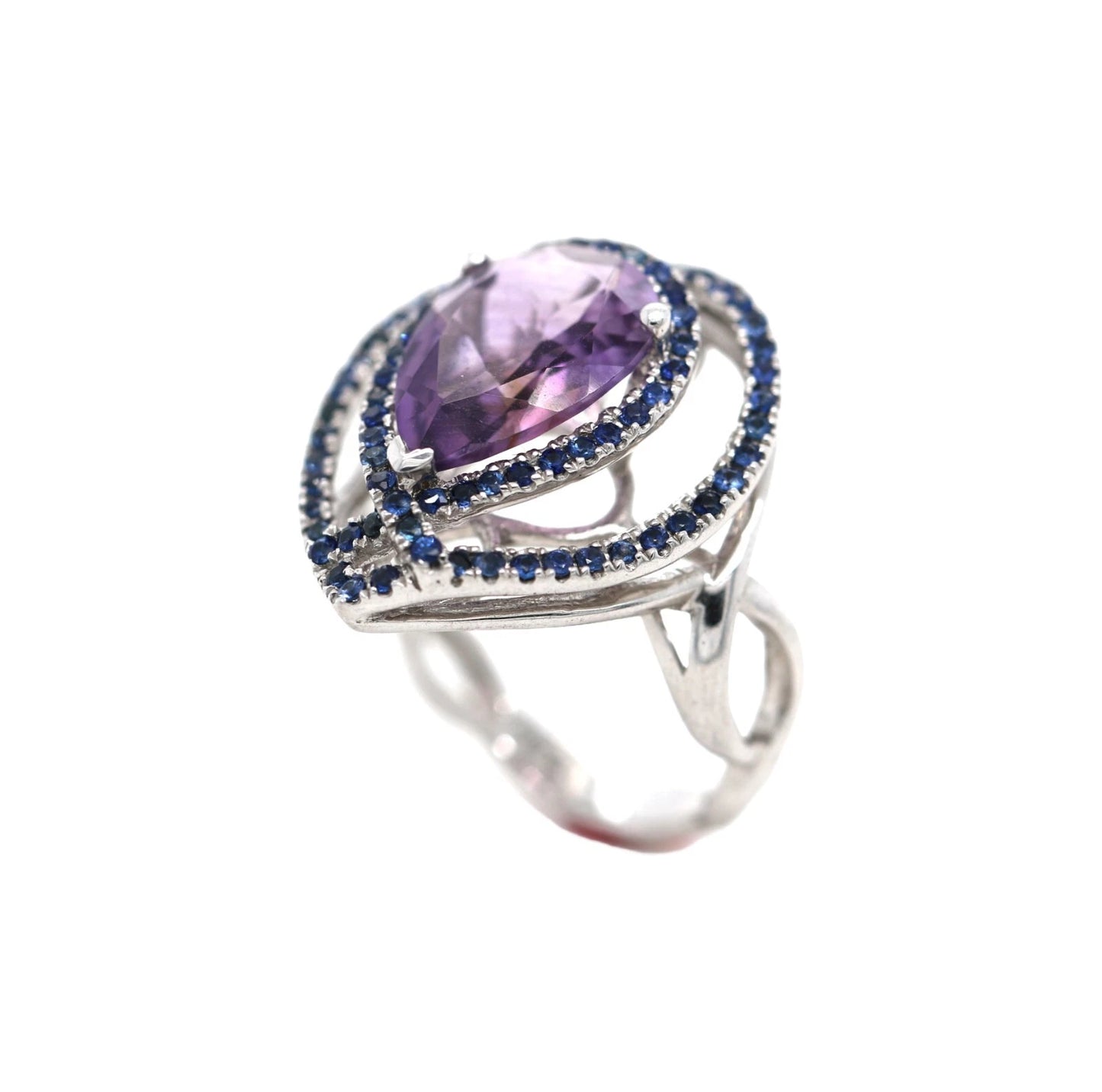 Amethyst- Sapphire - 925 Silver Ring