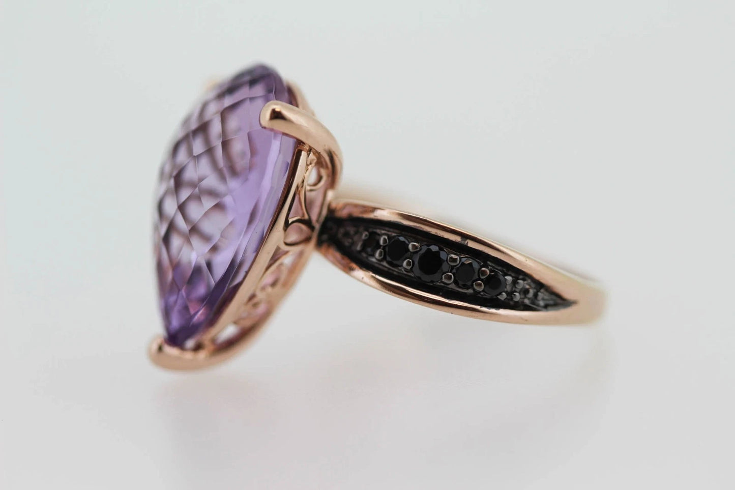 925 Vermeil Rose De France w- Black Spinel Ring -16DOT57 cts