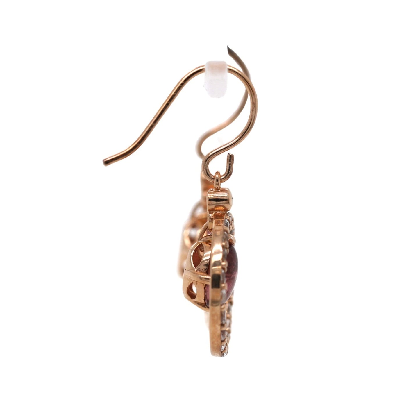 925 Rose Vermeil Pink Tourmaline - White Topaz Earring -4DOT44 cts