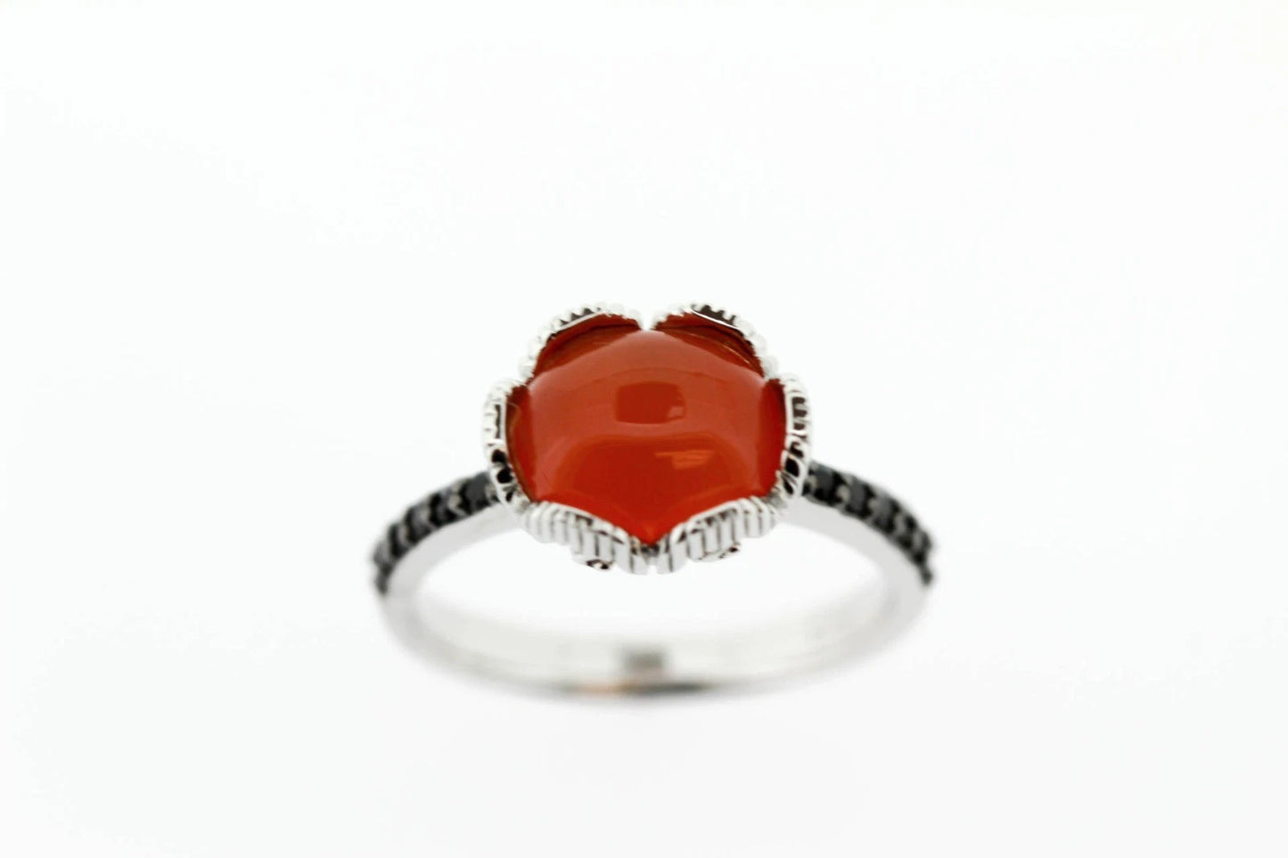 925 SS Orange Chalcedony-Black Spinel Ring,Pendant,Earring Set-11DOT56 cts