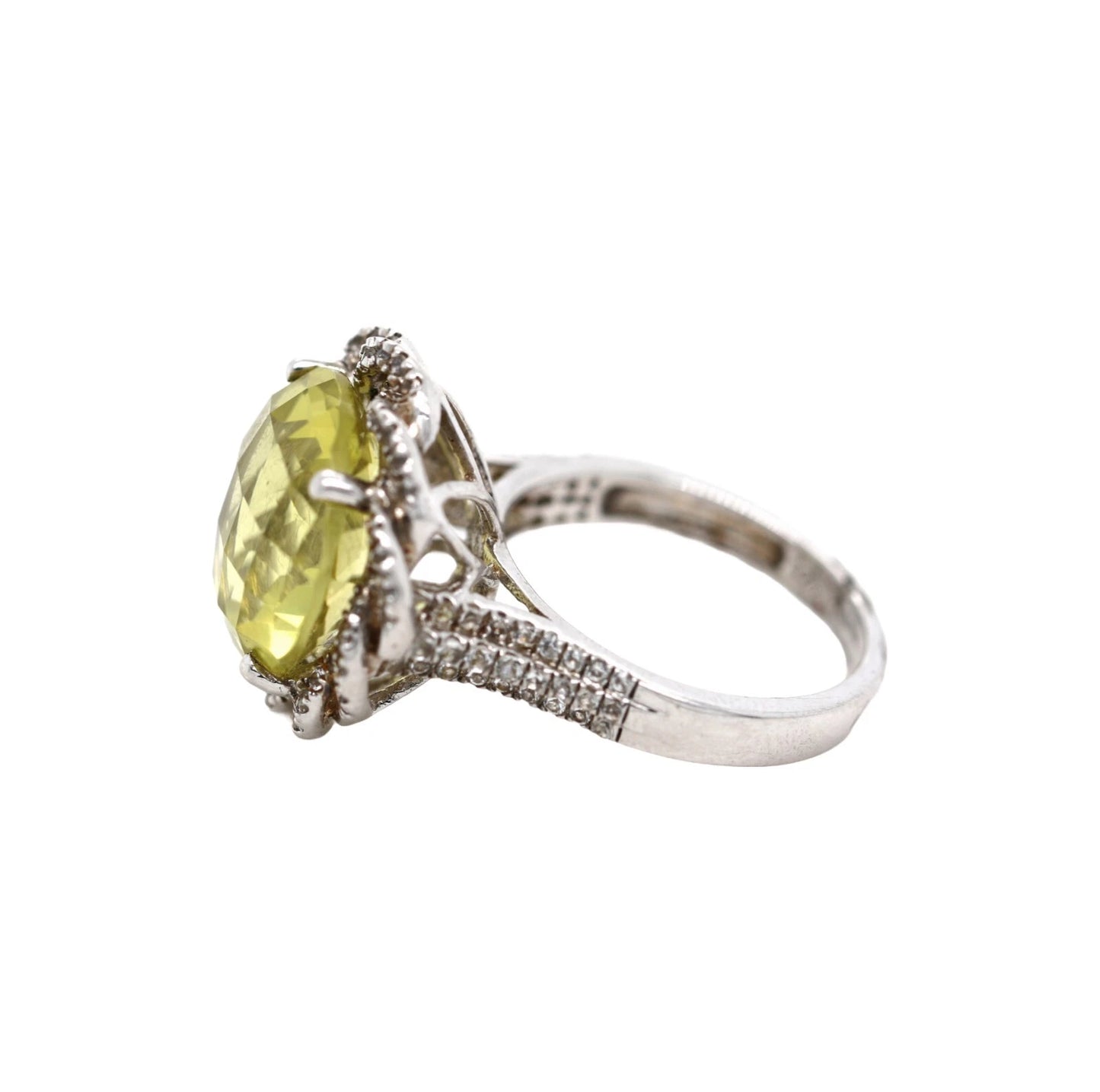 lemon Quartz - White Topaz Ring