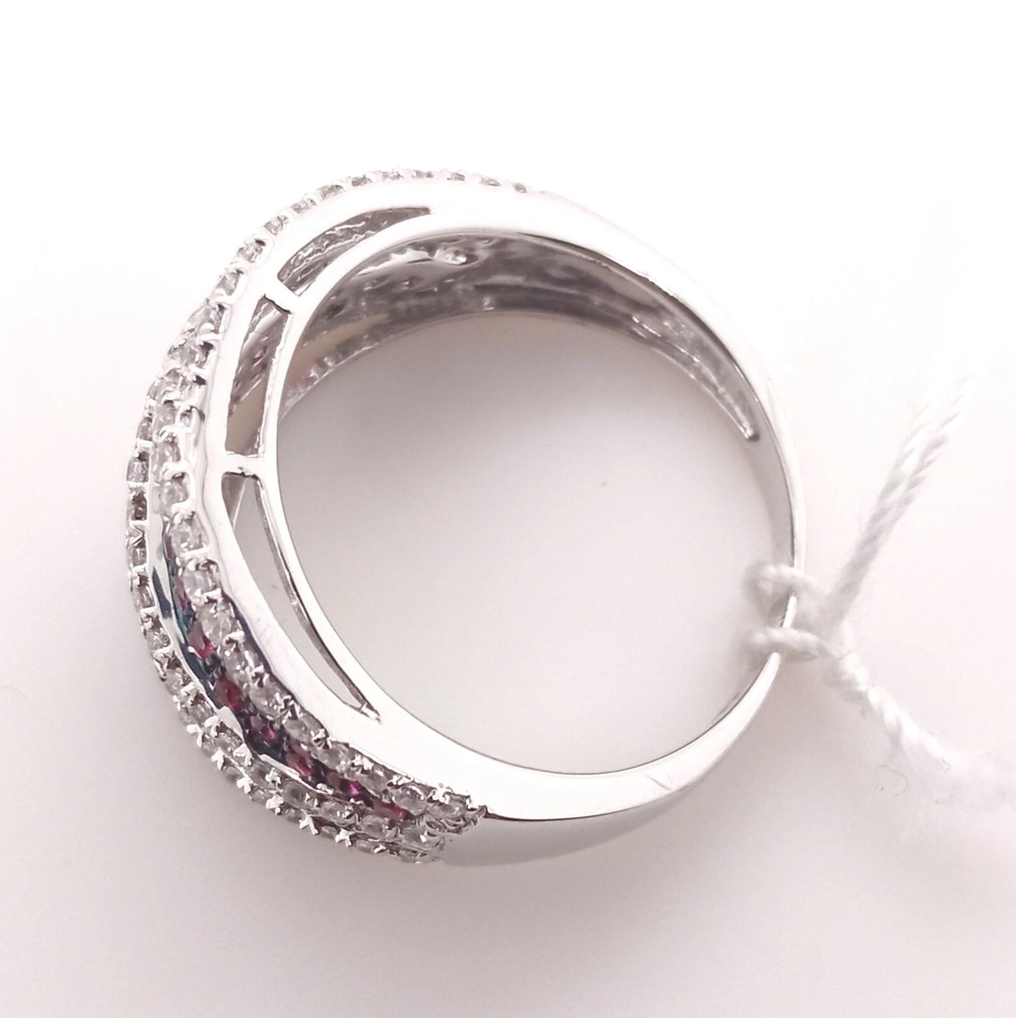 925 Synthetic Ruby-White Topaz Ring -1DOT96 cts