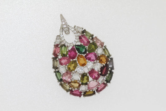 925 Silver Pendant With Tourmaline / White Topaz