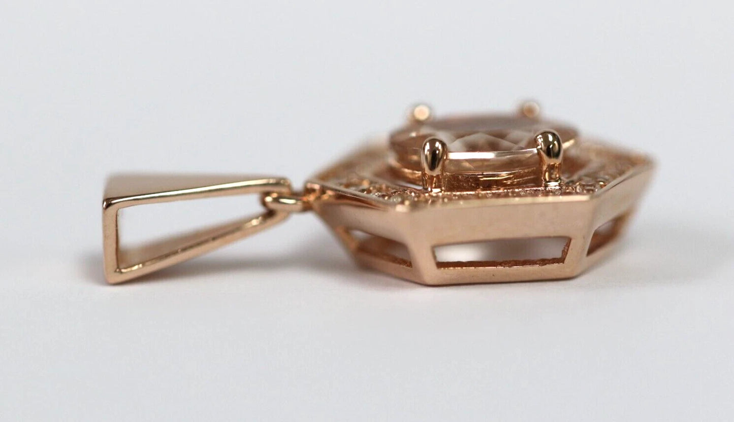 Excellent Morganite- White Sapphire- Rose Gold Plated Pendant