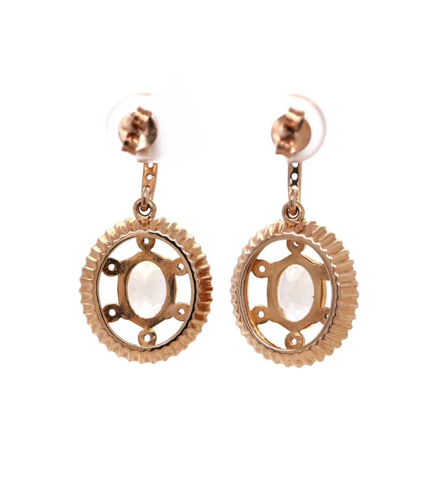 Rose Gold Plated Morganite - Sapphire Stud Earring