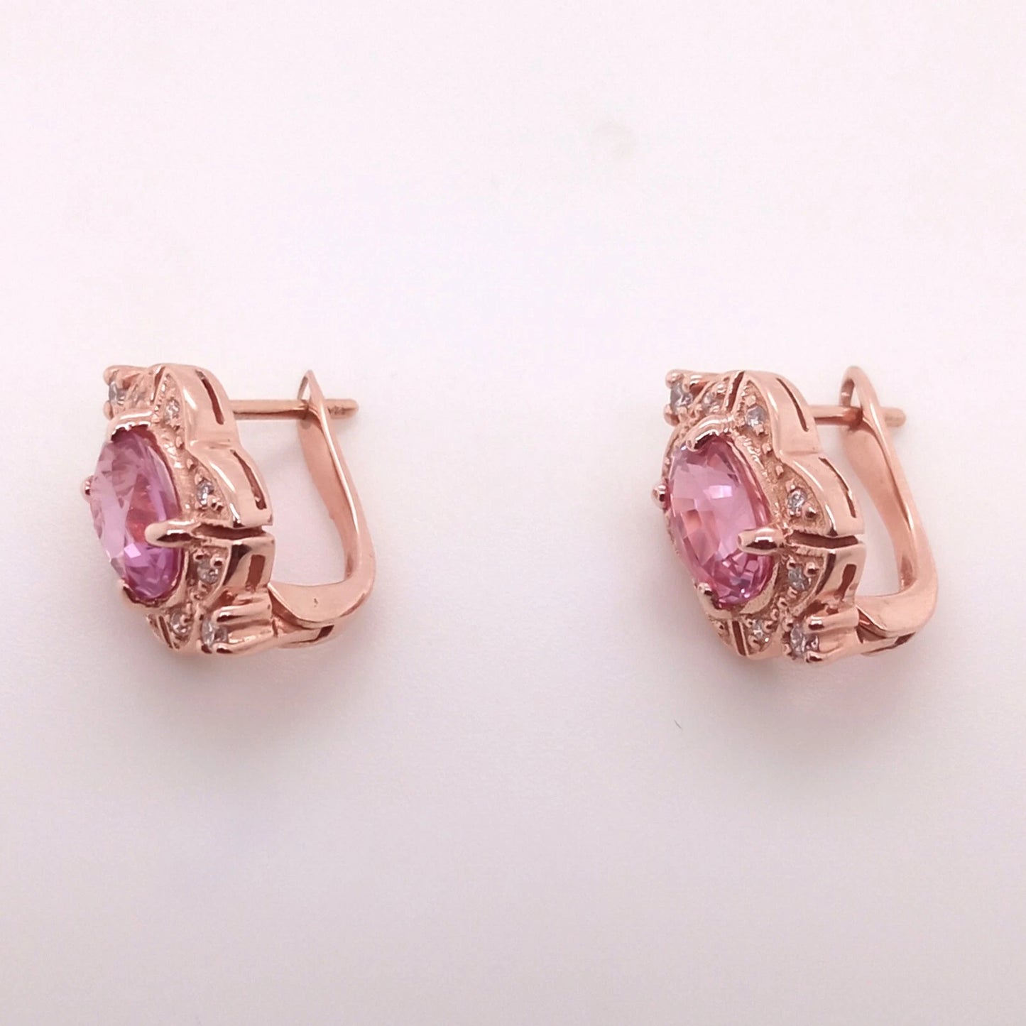14K ROSE GOLD PINK SAPPHIRE EARRING