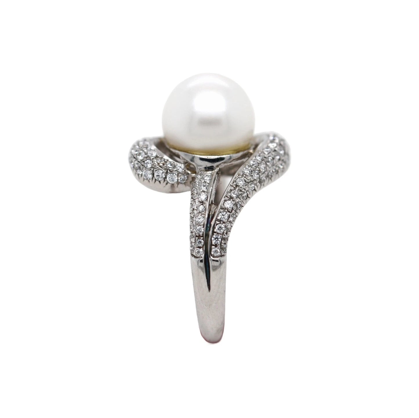 925 SS Pearl - White Topaz Ring - 7DOT26 cts