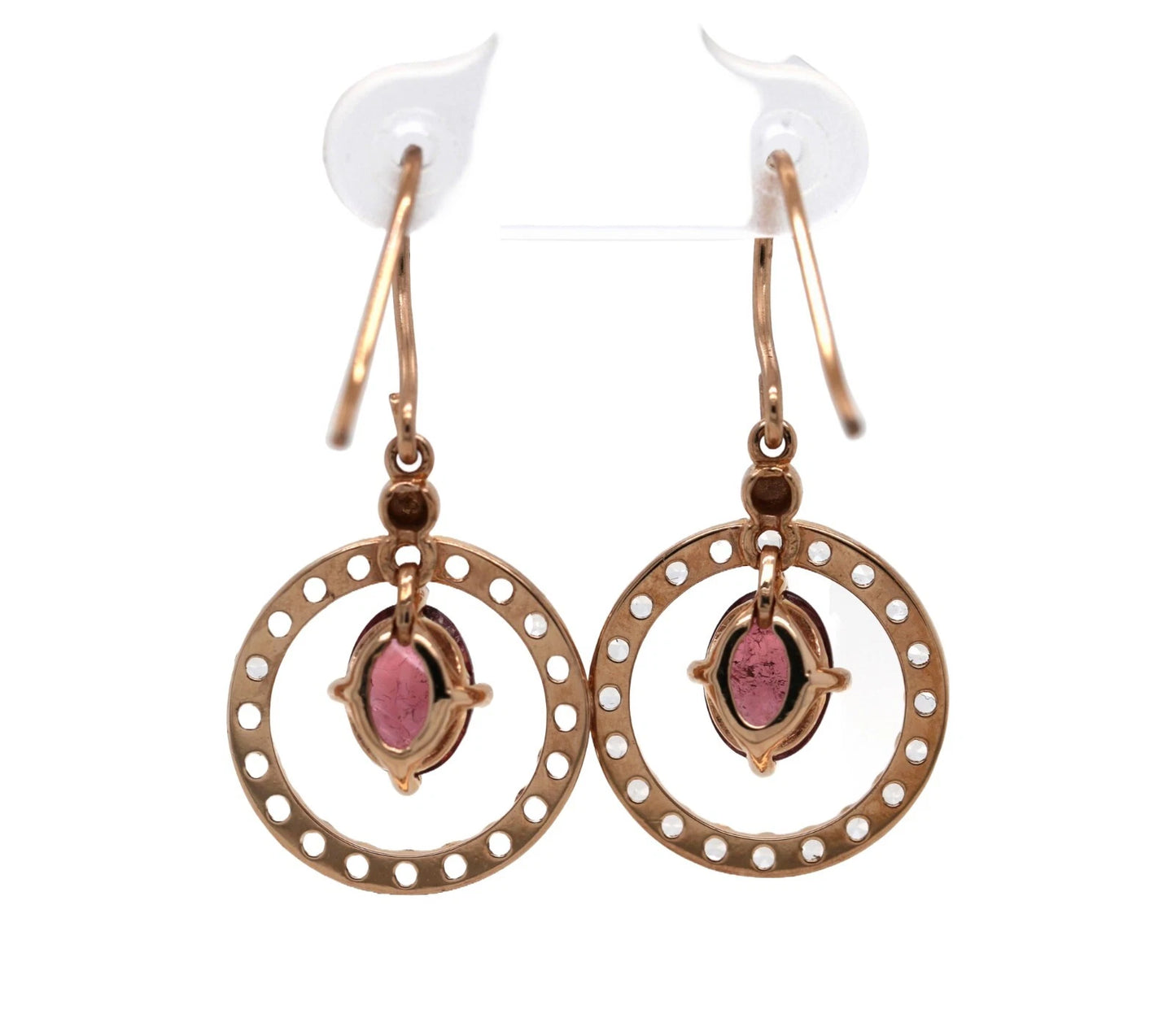 925 Rose Vermeil Pink Tourmaline - White Topaz Earring -4DOT44 cts