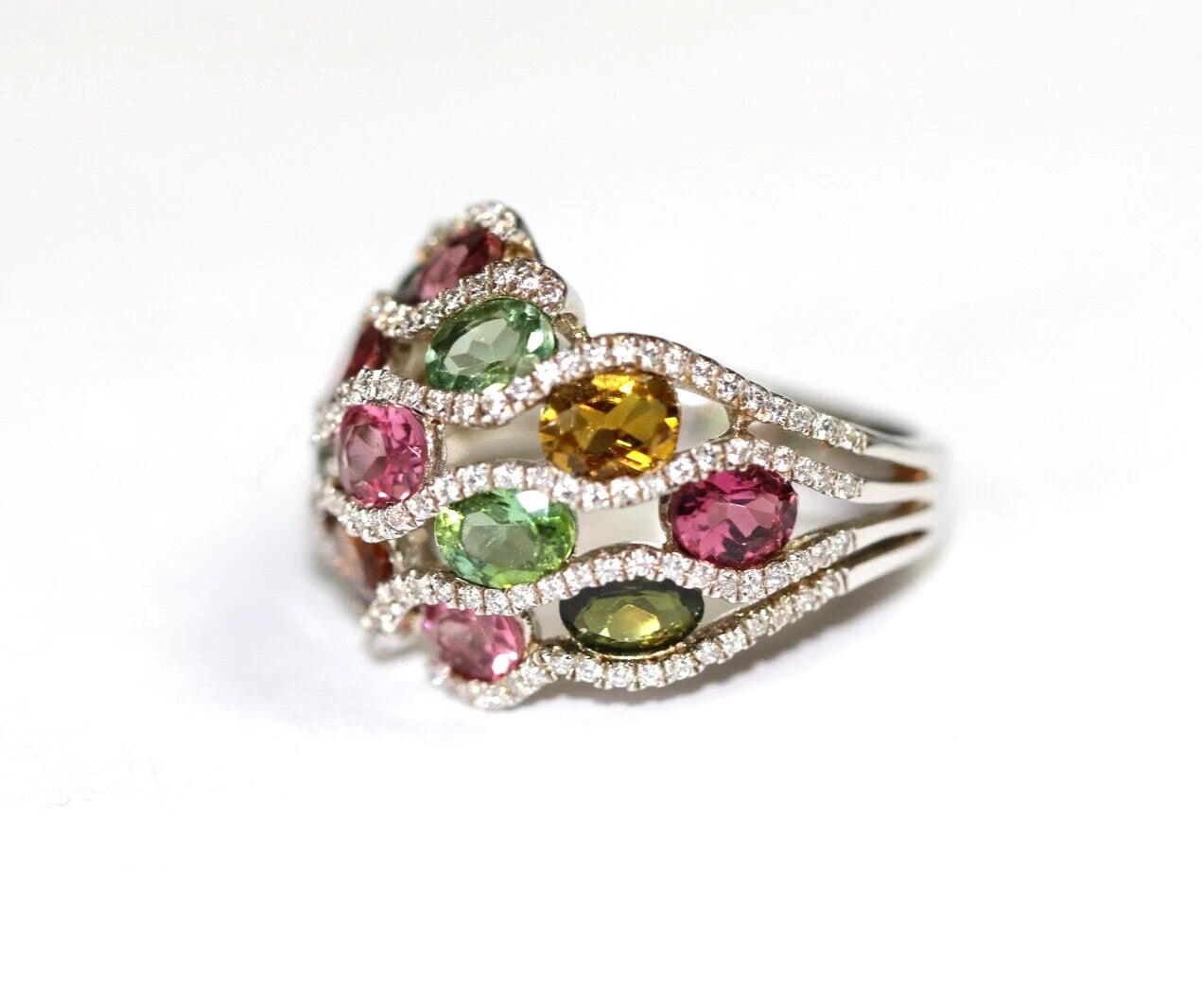 Tourmaline - White Topaz - Silver Ring