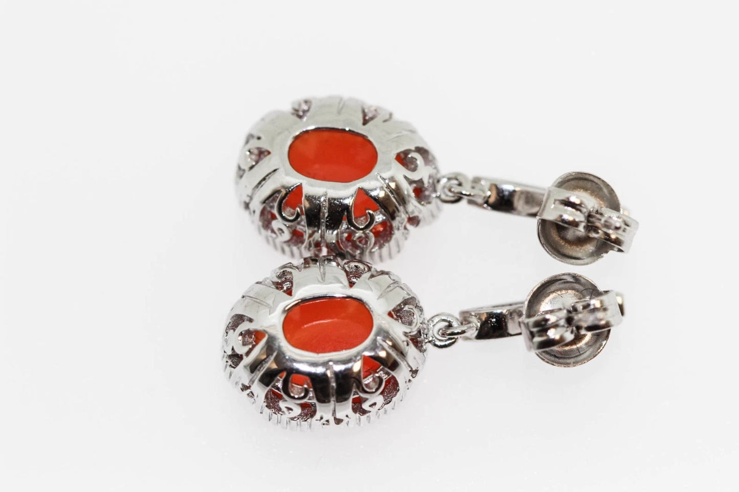 925 SS Orange Chalcedony-Black Spinel Ring,Pendant,Earring Set-11DOT56 cts