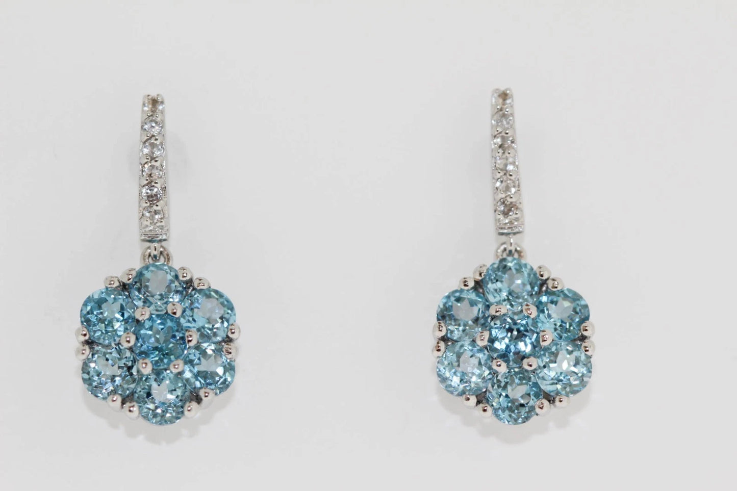 925 Blue Topaz - White Topaz Ring & Earring Set - 13DOT76 cts