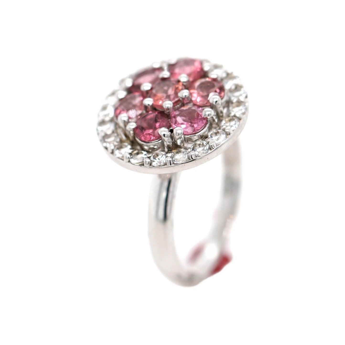925 Pink Tourmaline - White Topaz Ring - 2DOT20 cts