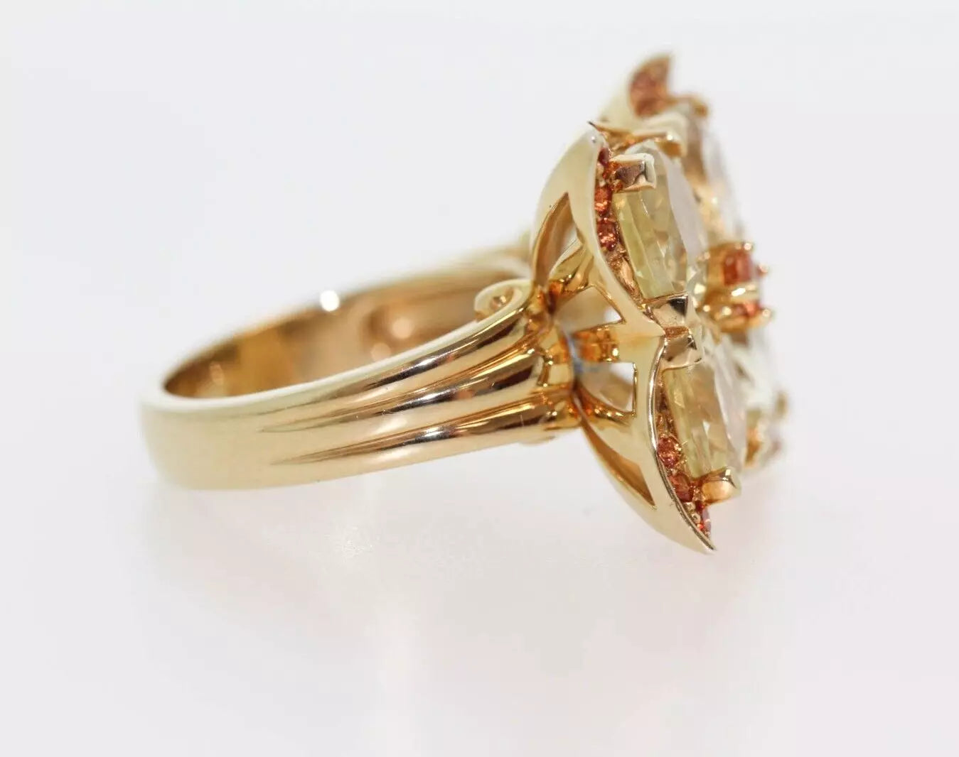 Orthoclase - Orange Sapphire with yellow gold plated Ring
