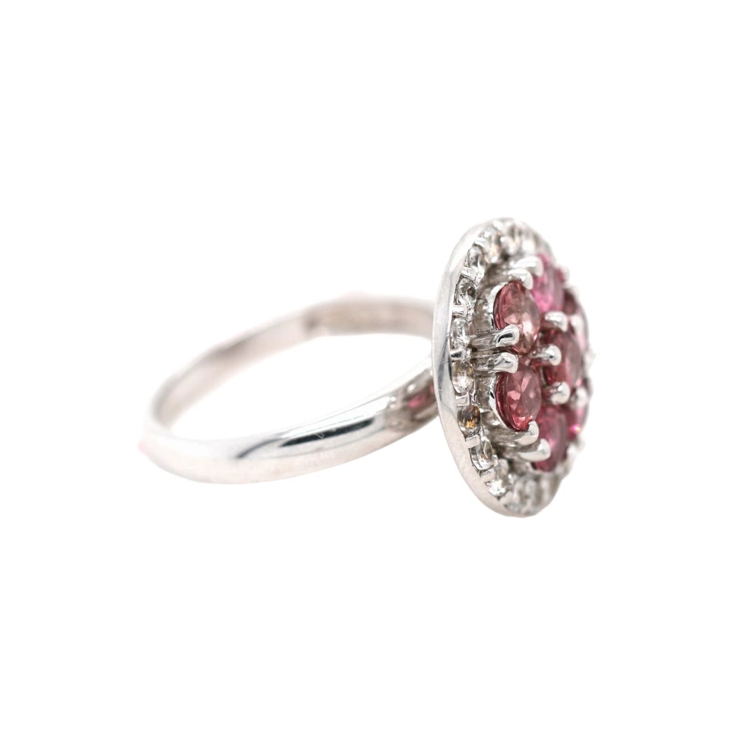 925 Pink Tourmaline - White Topaz Ring - 2DOT20 cts