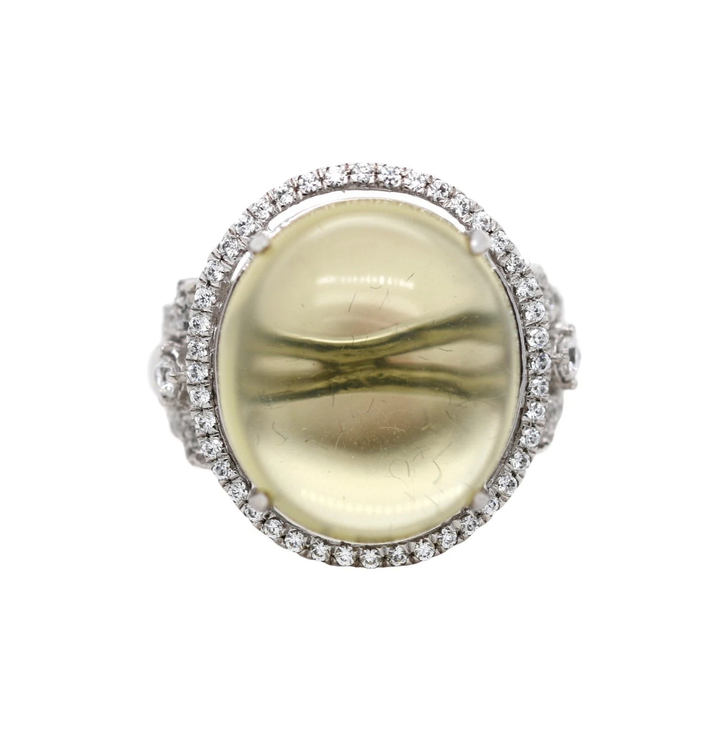 DOT925 Sterling Silver - Lemon Quartz - White Topaz Ring DOT