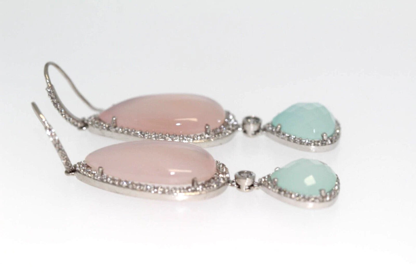 Chalcedony- White Topaz Dangle Drop Earring