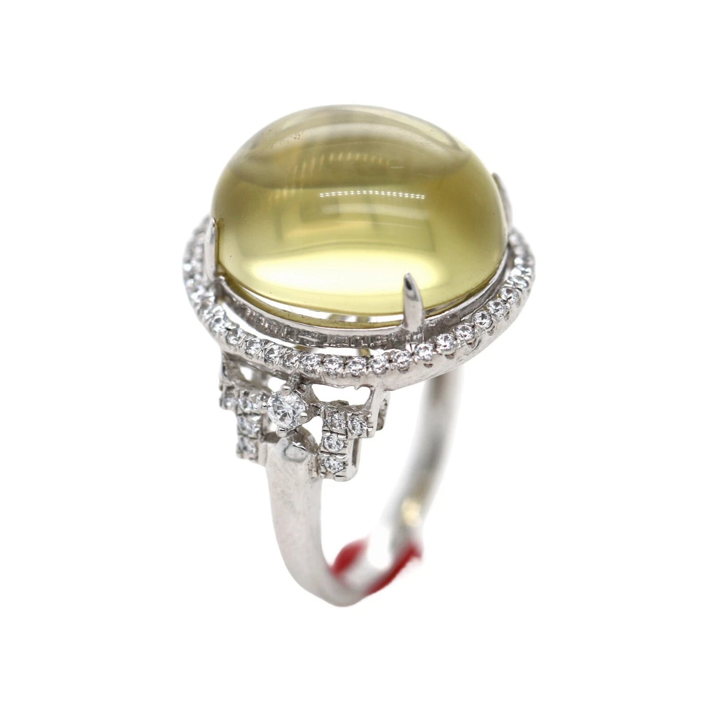 DOT925 Sterling Silver - Lemon Quartz - White Topaz Ring DOT