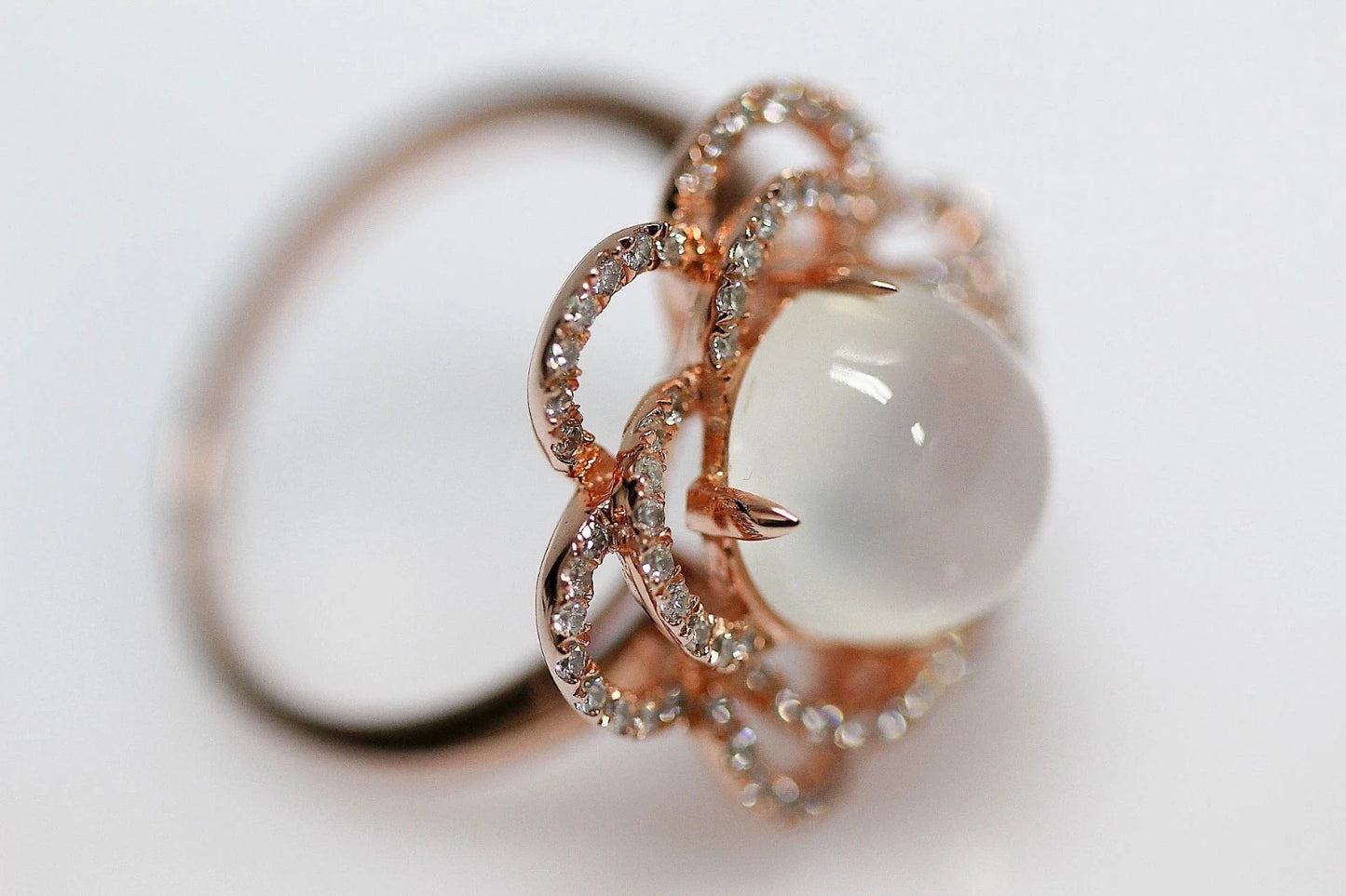 DOT925 Vermeil Moonstone - White Topaz Ring DOT