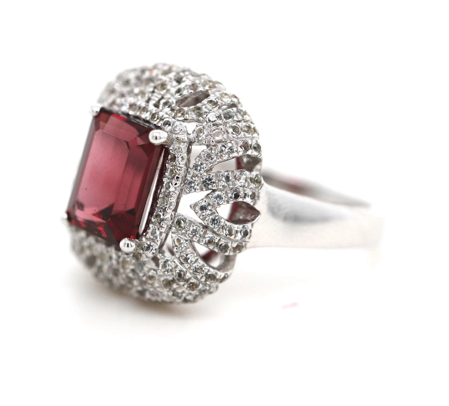 Wine Garnet - White Topaz Ring