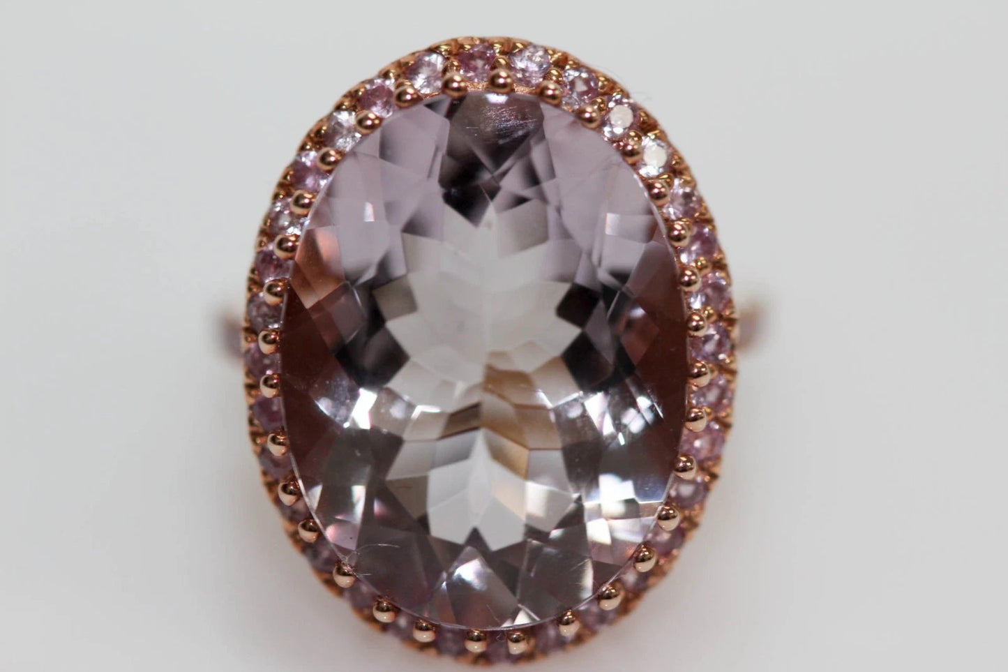 925 Rose Vermeil - Pink Amethyst - Pink Sapphire Ring -18DOT05 cts