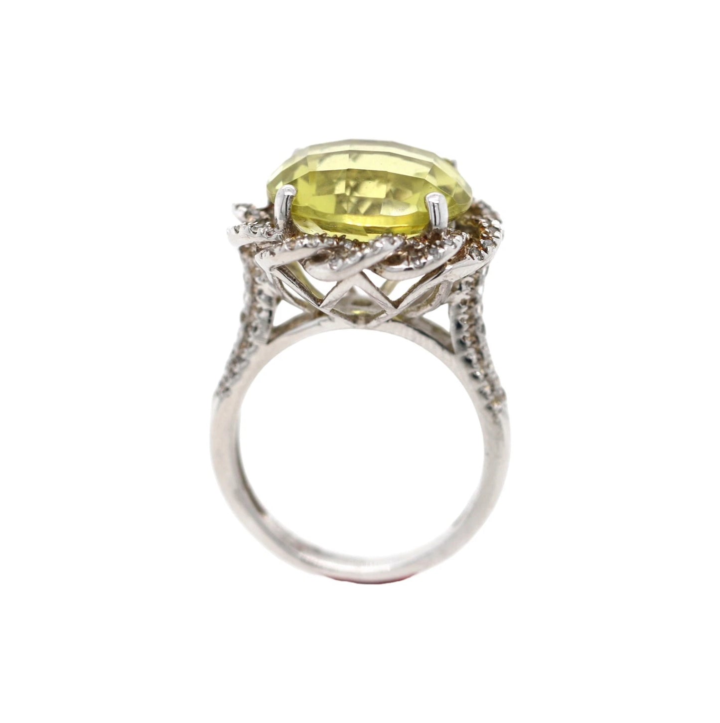 lemon Quartz - White Topaz Ring